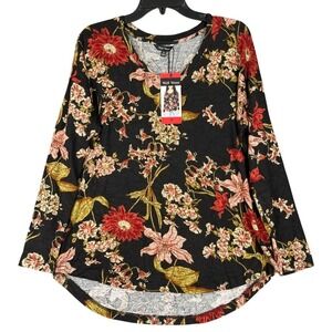 Well Worn Relaxed Flowy Top Womens M Floral Print V-neck Whimsical Cottage Fairy